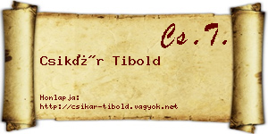 Csikár Tibold névjegykártya